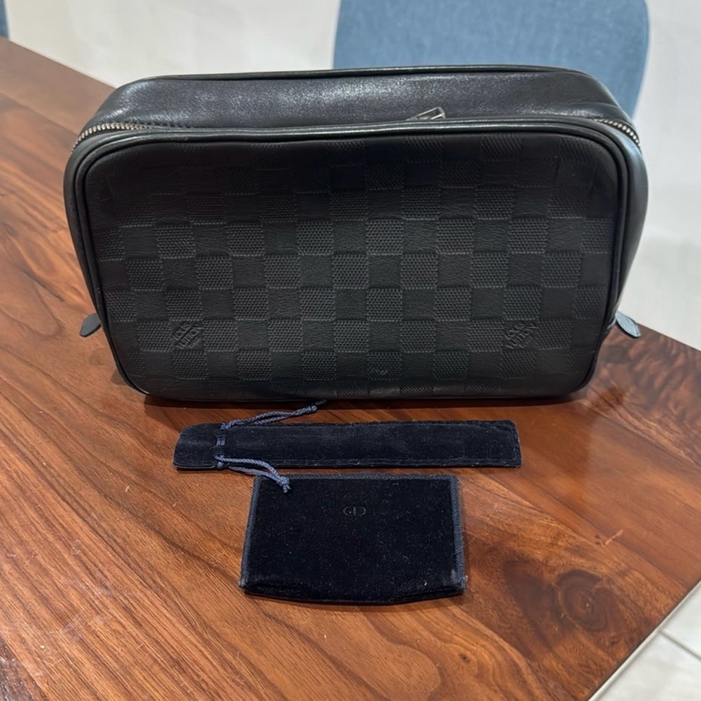 Louis Vuitton Black Checkered Toiletry Bag Damier Infini